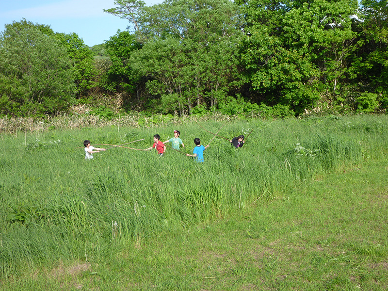 野遊びする子どもたち